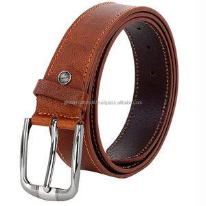 Stylish <b>Tan</b> Premium Leather casual <b>belt</b> <b>for</b> with durable strong edge stitching and zinc alloy pin buckle dress <b>belt</b> - Product Image 5