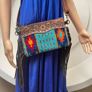 New Western Stylish Saddled <b>Blanket</b> Tooled Leather Sling Bags High Quality Aztec Leather Crossbody Bags Vintage Multi Color Bags - Product Image 2