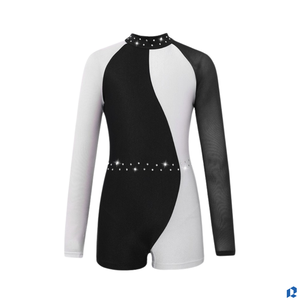 Traje de Ballet para Niñas, Mono de Manga Larga y Pantalones Cortos, 100% Poliéster Elástico, Diseño Personalizado ODM, Venta al Por Mayor - Product Image 6