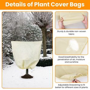 Set di 3 Coperture Protettive Invernali per Piante, 83x110cm, in Tessuto Non Tessuto con Cordoncino, Riutilizzabili, Protezione dal Gelo per Giardino - Product Image 3
