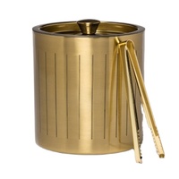 Seau à glace de luxe en métal doré avec pinces, refroidisseur à champagne et vin en acier inoxydable, accessoires de bar, décoration de table pour fêtes et hôtels