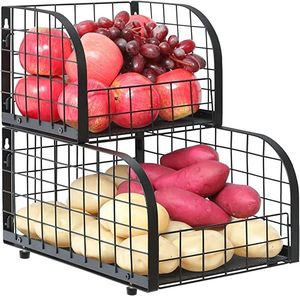 Cesta Colgante de Alambre de 2 Niveles, Removible, Económica y de Alta Calidad, Organizador de Almacenamiento de Verduras para Cocina - Product Image 3