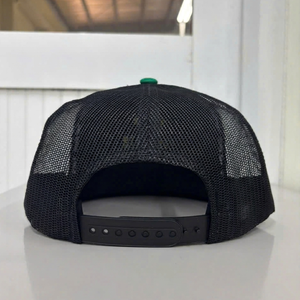 OEM Custom Logo Trucker Cap 3D Puff Embroidery Green Mesh Back <b>Flat</b> Brim Snapback <b>Hat</b> for Outdoor Hunting Wholesale OEM - Product Image 3