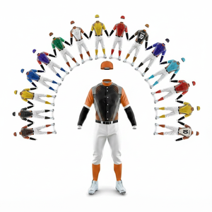 Latest Unique Design Baseball Uniform Kit Sublimated Team V Neck Jersey and Pants Lightweight Quick Dry Sports Apparel Gear Kit - Product Image 1