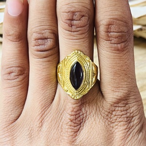 แหวนโบโฮลายชนเผ่าแบบวินเทจ ทำจากทองเหลืองชุบทอง 18k ประดับด้วยลูกปัดและพลอยอเมทิสต์ สำหรับผู้หญิง ขายส่ง - Product Image 6