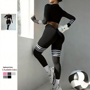 Ensemble de yoga 2 pièces en Spandex et Nylon respirant, ensemble de yoga 3 pièces en Spandex et Nylon, ensemble de yoga écologique en Spandex taille mi-haute - Product Image 1