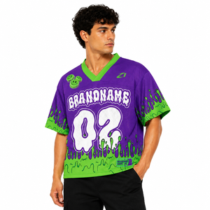 Maillot de football américain tendance personnalisé avec motif Slime, en maille, style streetwear, surdimensionné, pour équipe, sublimation OEM, maillots de sport de football - Product Image 6