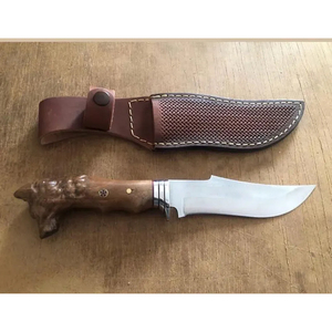 Couteau de camping tête de loup, couteau de chasse artisanal fait main, cadeau d'anniversaire et de naissance pour lui, lame personnalisée unique - Product Image 3