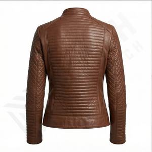 Nuevo diseño hecho a medida chaqueta de cuero de moda para mujer chaqueta de cuero acolchado de oveja de moda para mujer con colores personalizados - Product Image 3