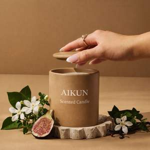 AIKUN Luxury Aromatherapy Ceramic <b>Candle</b> with Orange Blossom & Rose Slow Burn <b>Scented</b> <b>Candle</b> for B2B Private Label - Product Image 3