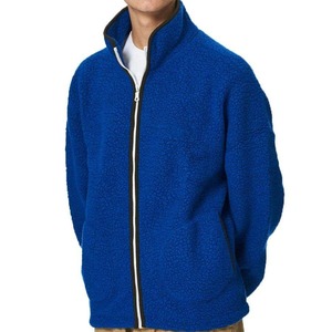 Men's Full Zip Sherpa Fleece <b>Jacket</b> Stand Collar Solid Color Breathable Casual <b>Winter</b> Outerwear Regular Fit Polyester Material - Product Image 2