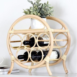 Round Bamboo Rattan <b>Wine</b> Bottle Holder Storage Shelf <b>Racks</b> Organizing <b>Rack</b> for Stacking Bottles - Product Image 5