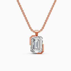 Emerald Cut Diamond <b>Necklace</b> Women's White <b>Gold</b> Certified Classic Engagement Jewelry D Color Natural Stone - Product Image 4