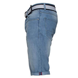 Pantalones Cortos de Mezclilla Rectos para Hombre, de Alta Calidad, con Logotipo Personalizado, Talla Grande, Estilo Casual Urbano, Resistentes al Viento, Ecológicos, con Decoración de Botones y Cinturón - Product Image 3