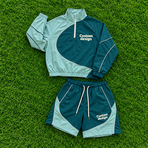 Ensemble court unisexe Rexfit Sports léger en nylon avec demi-zip, col montant, pull à cordon et short – Style streetwear deux pièces - Product Image 2