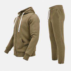 Men Plain Fleece <b>Hoodie</b> and Jogger Pants Set Modern Sports Tracksuit for <b>Workout</b> and Lounge Wear - Product Image 6