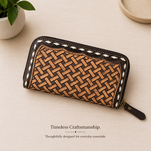 Cartera de Cuero Genuino Premium con Cierre de Cremallera, Diseño de Calavera de Toro Longhorn Grabado a Mano, Cartera Tipo Clutch para Mujer, Organizador de Viaje - Product Image 4