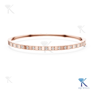 Brazalete de Diamantes Cultivados en Laboratorio con Oro Alternado de 14K, Oro Sólido, Joyería Fina Unisex Minimalista, Regalo para Fiestas - Product Image 4
