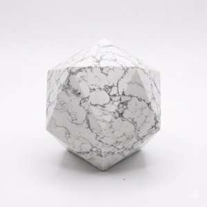 Cubo de whisky de piedra tallada en icosaedro de howlita blanca de alta calidad, piedra natural, cristal curativo de reiki, piedra preciosa. - Product Image 1