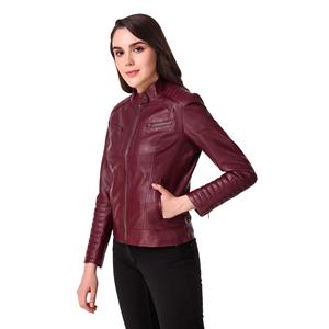 Nueva Chaqueta de Cuero para Mujer, Corte Ajustado, Estilo Europeo Americano, Moda Transfronteriza, Estampada, con Parches y Cremallera - Product Image 3