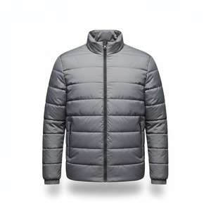 Veste matelassée à séchage rapide pour homme, en polyester, rembourrage en coton, motif uni, style décontracté d'hiver, fermeture éclair, col roulé - Product Image 6