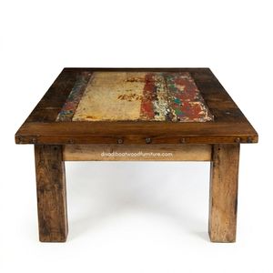Durable Wood <b>Rustic</b> <b>Coffee</b> <b>Table</b> Knockdown Handcrafted Minimalist Vintage Industrial Living Room Furniture Reclaimed Boat Wood - Product Image 2