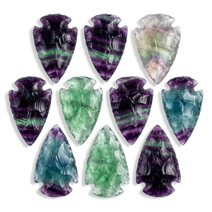 Pointes de flèche en pierre naturelle, cristal de fluorite arc-en-ciel, pointes de flèche de jaspe fantaisie, pierres précieuses, vente en gros de cristaux - Product Image 1