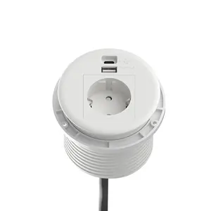 Desktop Charger With USB-A And USB-C Desktop Mounted PC White Office USB US Standard Fast Charge Table Charger Electrical Socket
