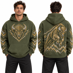 Sweats à capuche zippés en mélange de coton avec strass, motif cristal à fente frontale, pour commandes en gros, personnalisation d'illustrations, mode streetwear - Product Image 1