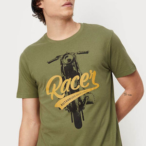 Camiseta de Manga Corta para Hombre, Color Verde Oliva, Cuello Redondo, con Estampado Digital Frontal, Corte Holgado, 100% Algodón Tejido, Secado Rápido, Informal - Product Image 5