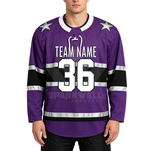 Maillot de hockey sur glace violet personnalisé pour homme, manches longues, nom de l'équipe sublimé, 36, vêtement en polyester anti-humidité - Product Image 5