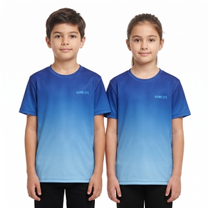 T-shirts personnalisés pour enfants à effet dégradé, col rond bicolore, manches courtes, vêtements pour garçons et filles, fournisseur en gros - Product Image 1