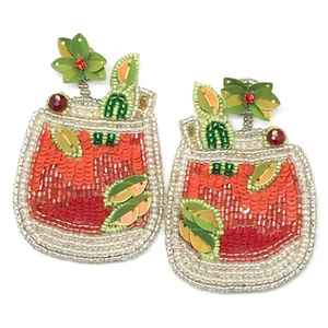 Boucles d'oreilles pendantes de luxe artisanales brodées de perles, forme irrégulière, tendance, pour femmes, mariages, fêtes sur la plage et événements - Product Image 6