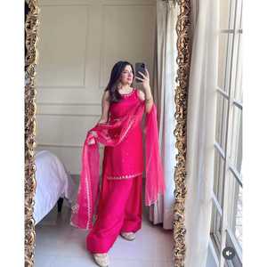 Conjunto de Top y Pantalón para Mujer de Diseñador con Bordado Intenso y Lentejuelas - Product Image 2