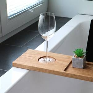 Plateau de rangement rectangulaire en bois avec découpes pour tablette, verre à vin, bougie – Design minimaliste, multifonctionnel, compatible lave-vaisselle, pour la cuisine - Product Image 3