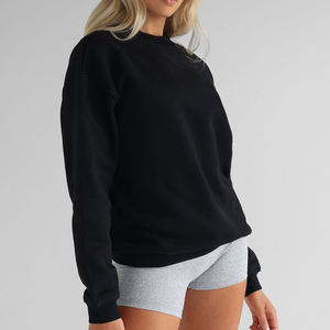 Sudadera de cuello redondo de algodón 100% de manga corta oversize para mujer, diseño sencillo para la temporada de invierno - Product Image 5