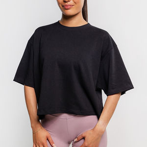 T-shirt court pour femmes de haute qualité, en jersey de coton respirant, motif uni, style hip-hop, pour femmes, streetwear pour l'été - Product Image 4