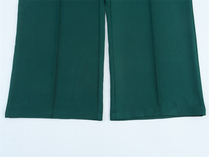 Pantalon décontracté homme taille mi-haute coupe large vert foncé 100% coton, taille élastique, infroissable, pour l'hiver, en toile écologique - Product Image 6