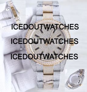 Ensemble montre et bracelet pour homme, entièrement serti de moissanite, style Cuban Link, en acier inoxydable, étanche 10 bars, avec fermoir - Product Image 3