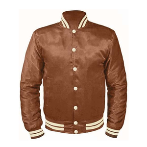 Customize Quality Winter Canvas Washed Stand Collar Striped Letter Pattern Street Wear Button Closure Varsity <b>Jacket</b> for Men - Product Image 3