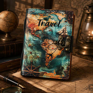Handmade Leather Hardcover Journal-Vintage Blank Travel <b>Notebook</b> <b>lock</b> Closure 100 Sheets High Quality Gift - Product Image 1
