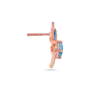 ต่างหูเพชรทรงปริซึมสีน้ำเงินโรสโกลด์ - Product Image 3