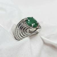 Bague unisexe en émeraude de Zambie, pierre précieuse verte naturelle, argent sterling fait main, rhodié, certifiée IGI, taille ovale, luxe vintage