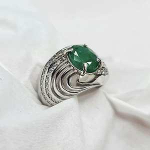 Anillo de Plata 925 con Esmeralda Zambiana y Beryl para Hombre, Gema Verde Natural, Joyería de Plata de Ley Hecha a Mano, Regalo de Lujo - Product Image 4