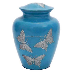 Urne moderne en aluminium du fabricant indien pour les cendres des animaux de compagnie adultes, grandes fournitures funéraires de crémation décoratives gravées à la main - Product Image 3