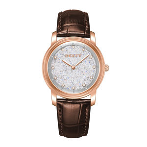 Reloj de Lujo para Mujer con Caja de Acero Inoxidable, Esfera de Ópalo, Cristal de Zafiro, Correa de Cuero Vacuno, Resistente al Agua, con Movimiento de Cuarzo, Personalizable con su Marca (ODM) - Product Image 4