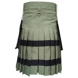 Nouveau Kilt Utilitaire en Coton Vert Olive Style Écossais pour Hommes 2026 - Product Image 4