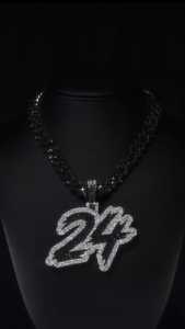 Colgante Personalizado Iced Out 24, Oro Sólido de 10K, Diamante Natural de 34CT, Colgante Pesado de Hip Hop para Rapper con Número y Logotipo de Graffiti - Product Image 2