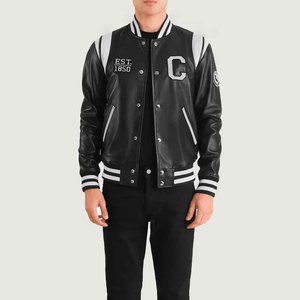 New Original Cowhide Leather Custom Liberty California Embroidery Contrast Shoulder Panel Button <b>Waterproof</b> Thick Winter - Product Image 1