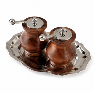 Elegant Wooden Salt and Pepper Shaker Set with Metal Tops for Kitchen Dining Table Seasoning Storage and Tabletop Decor - Product Image 4